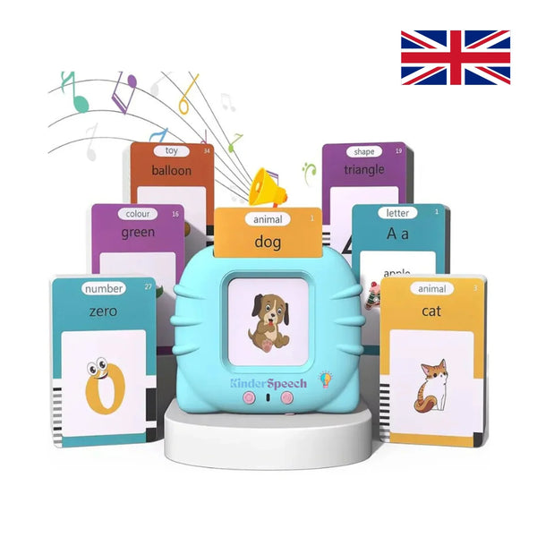 Montessoriańska gra karciana do nauki angielskiego z kartami obrazkowymi i elektronicznym czytnikiem.